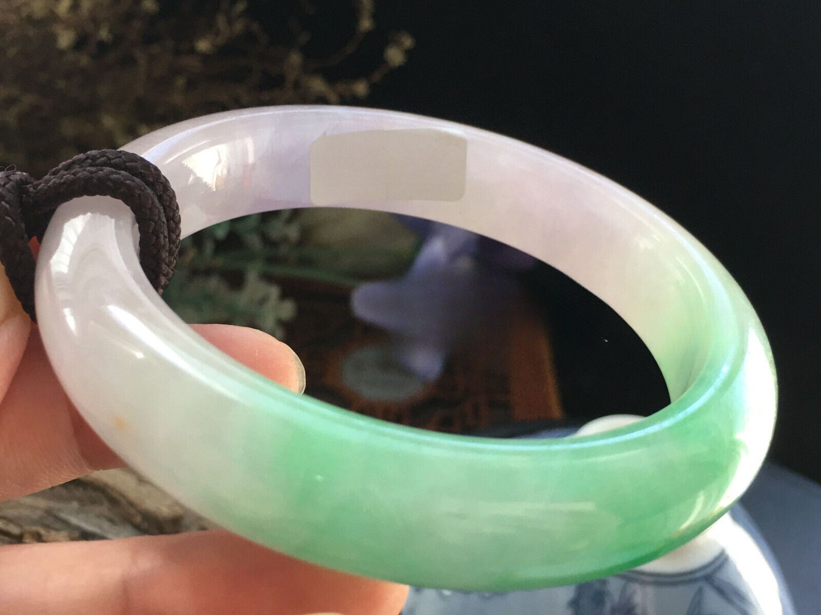 58-59mm Grade A Myanmar Natural Green Purple Jade Bracelet