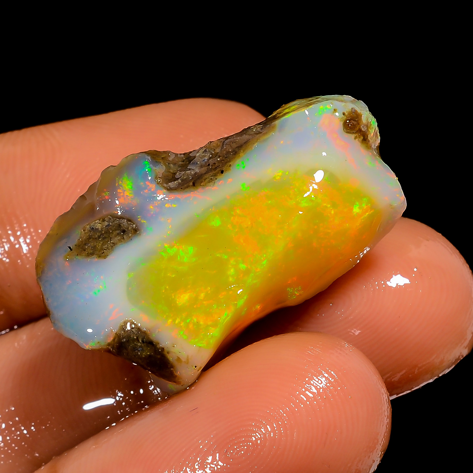 Specimen Crystal Welo Fire Natural Ethiopian Opal Rough OO 26 Ct. 26X15X11 mm
