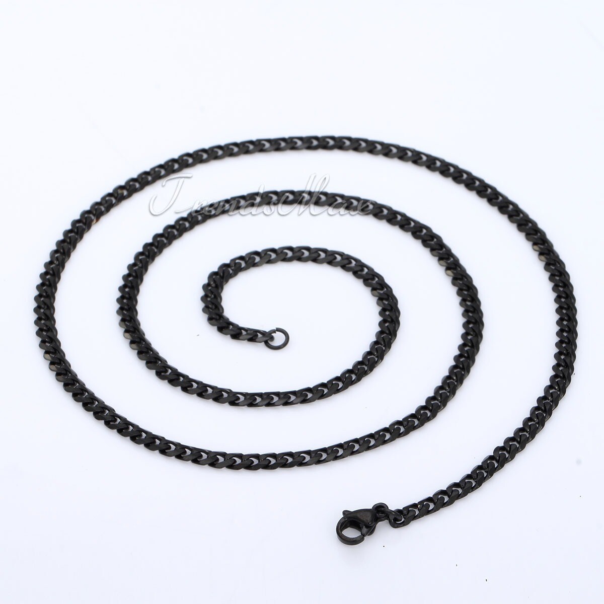 3/5/7/9/11mm 18-34″ Black Stainless Steel Necklace for Men Boys Curb Cuban Chain