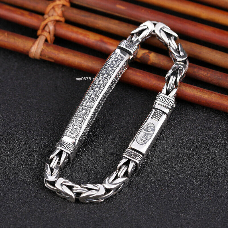 Pure S925 Sterling Silver Chain Unisex Long Tube 5mm Byzantine Link Bracelet