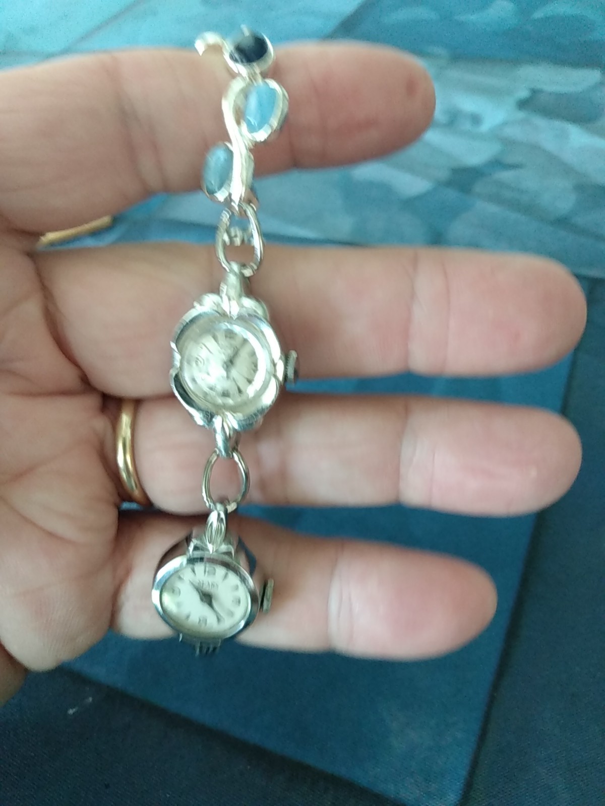 Vintage Bracelet Made With 3 Silver Tone Watches One Of A Kind Steampunk 8 Inch