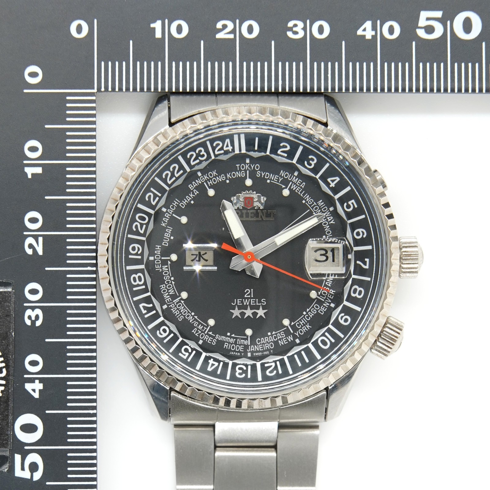 [N MINT] ORIENT King Master World Time EM00-C1CA Black 42mm Automatic Men’s A675