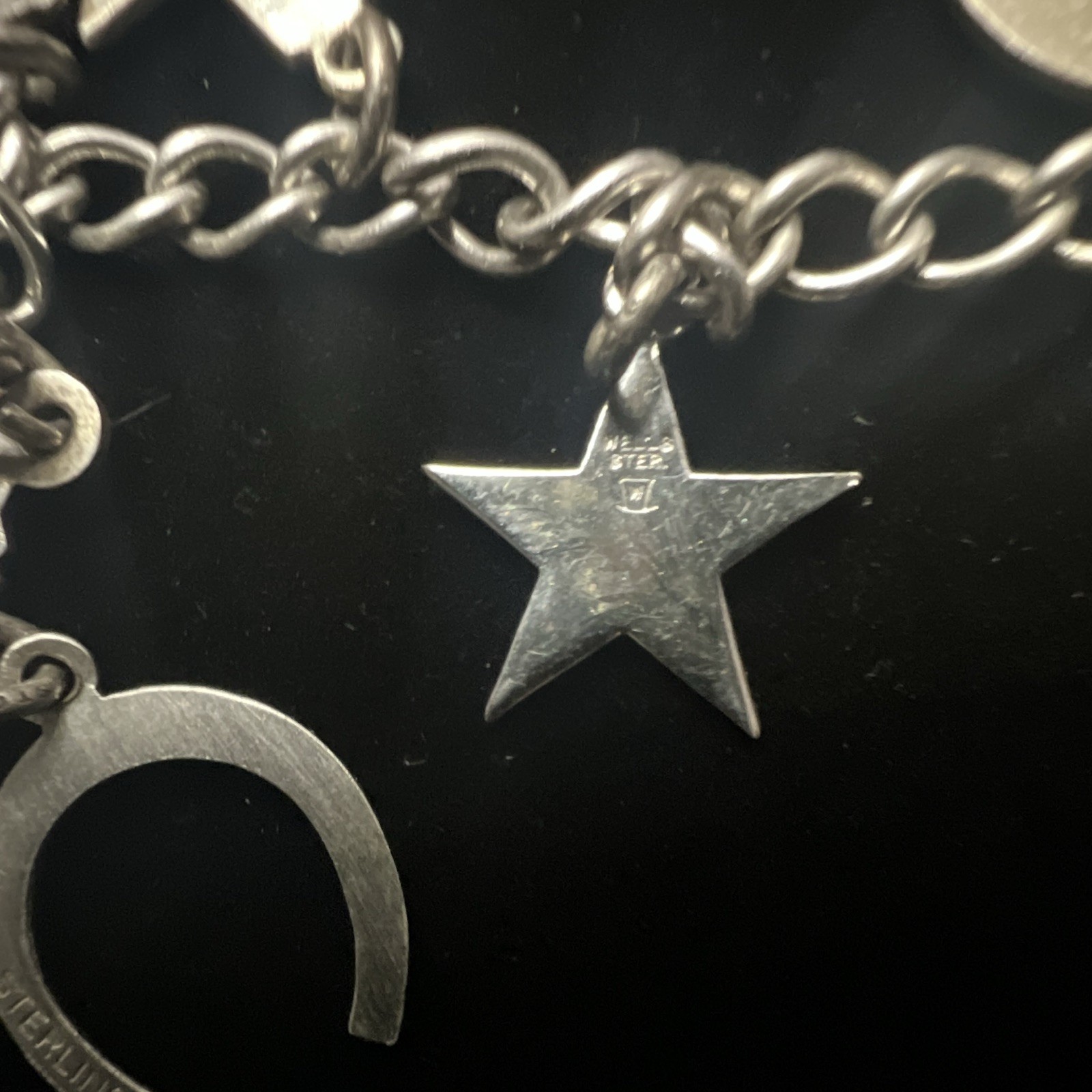 Vintage 1970s Haltom Sterling Silver 925 Texas Charm Bracelet Retired Signed