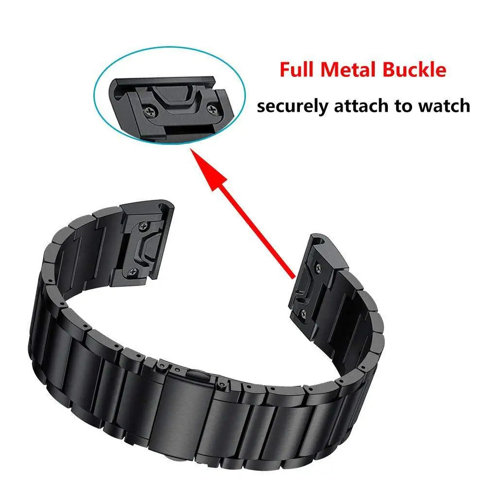 26mm QuickFit Stainless Steel Band For Garmin 8 51MM 7X 6X GPS/Pro 5X Plus 3/3HR