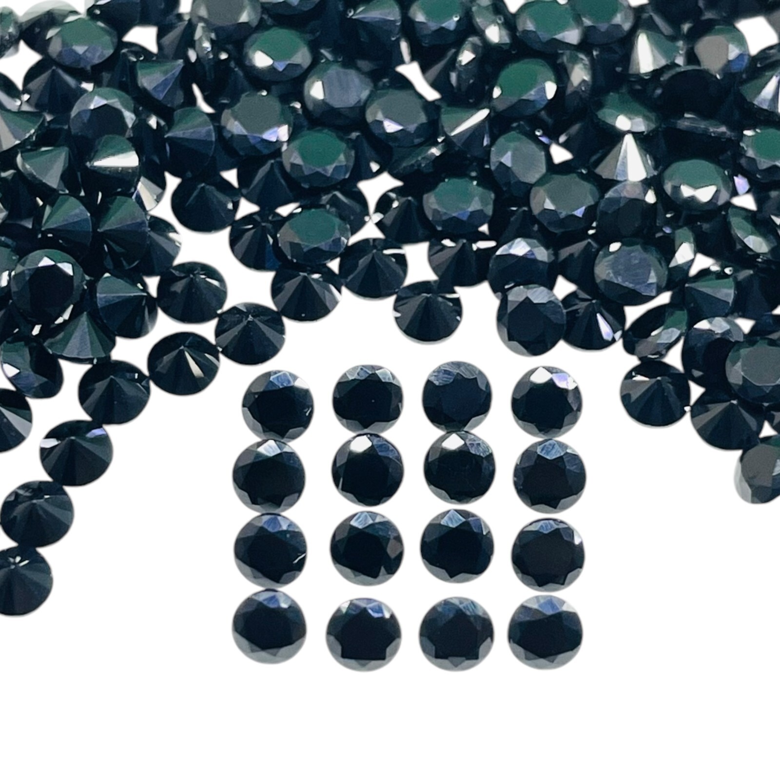 100 Pcs Natural Black Spinel 3mm Round Diamond Cut Calibrated Loose Gemstone Lot