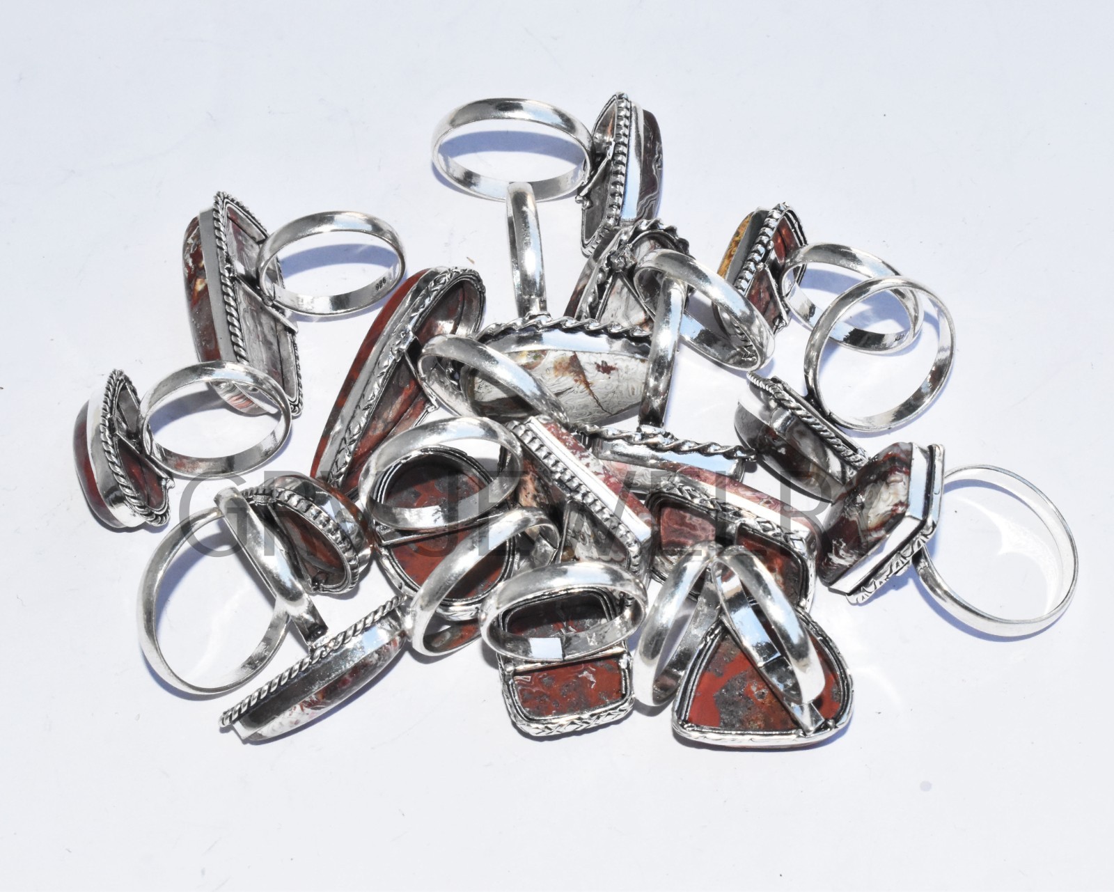 1-500 Pcs Crazy Lace Agate In Wholesale Rings Lot Bulk: Silver Plated Whr-79
