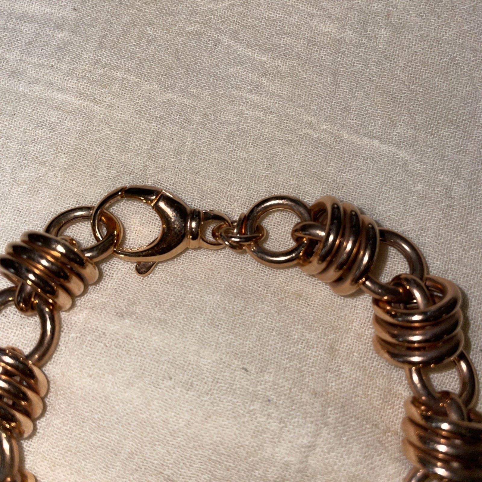 Milor Italy Bronze Rose Gold Link Bracelet 8” Etruscan Hoop Style