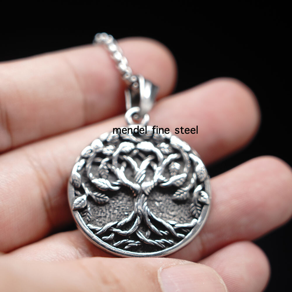 MENDEL Norse Viking Rune Celtic Protection Tree of Life Pendant Necklace Chain