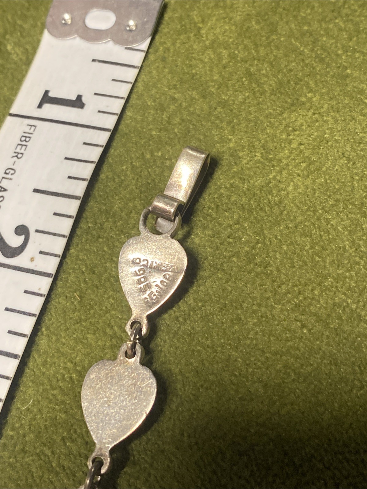 Vintage Taxco sterling Classic Seven Puffy Hearts 7.25″ Bracelet Mexico Silver