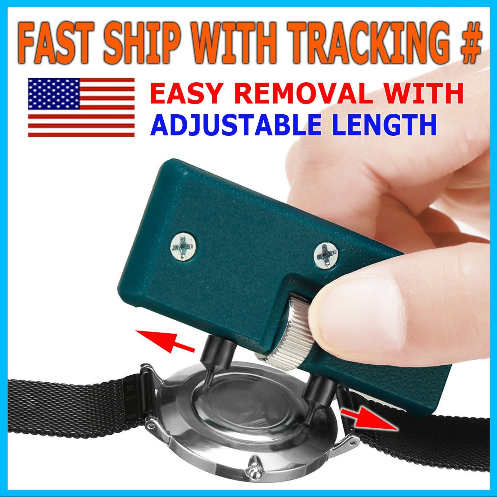 Adjustable Rectangle Watch Back Case Cover Opener Remover Wrench Repair Kit Tool