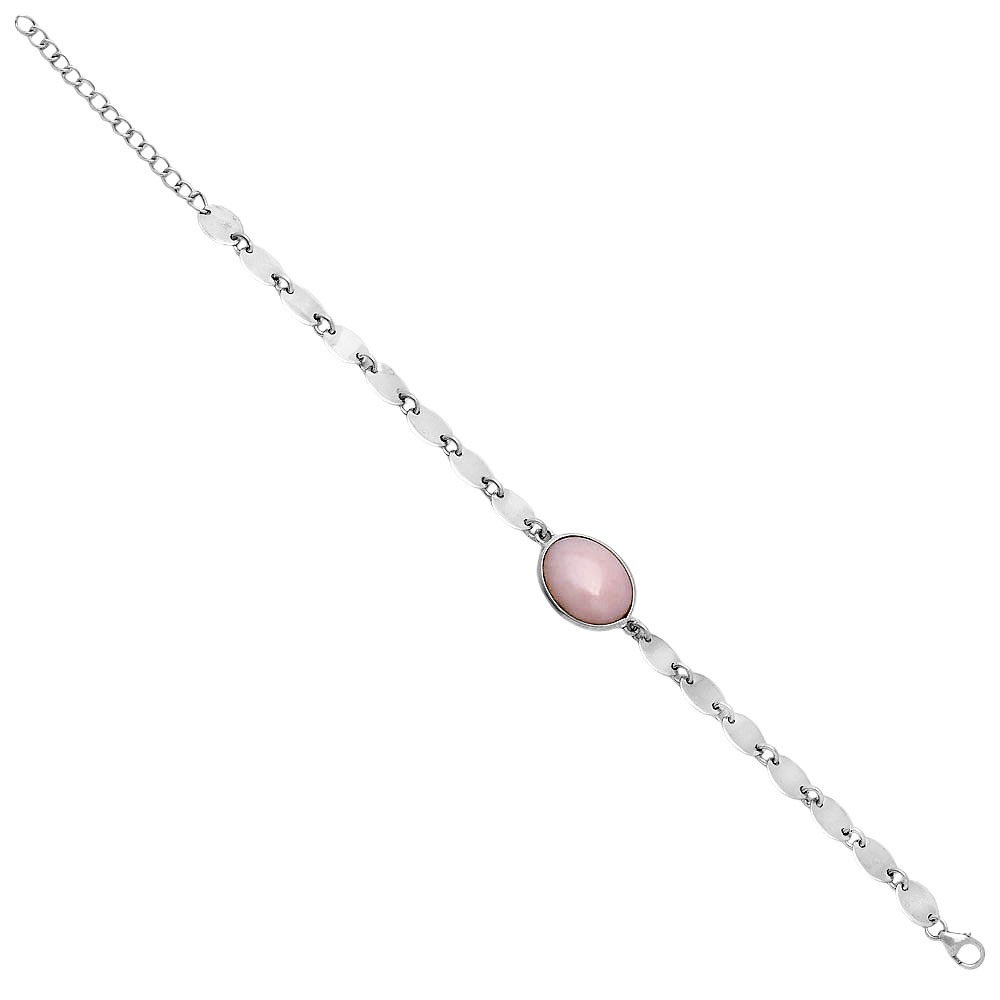Premium Quality Natural Pink Opal – Australia 925 Silver Bracelet Jewelry B-1044