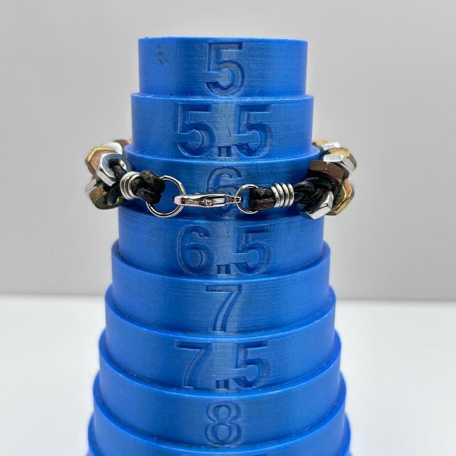 Mixed Metal Industrial Nut Bolt Bracelet Silver Gold Copper Tone 6”