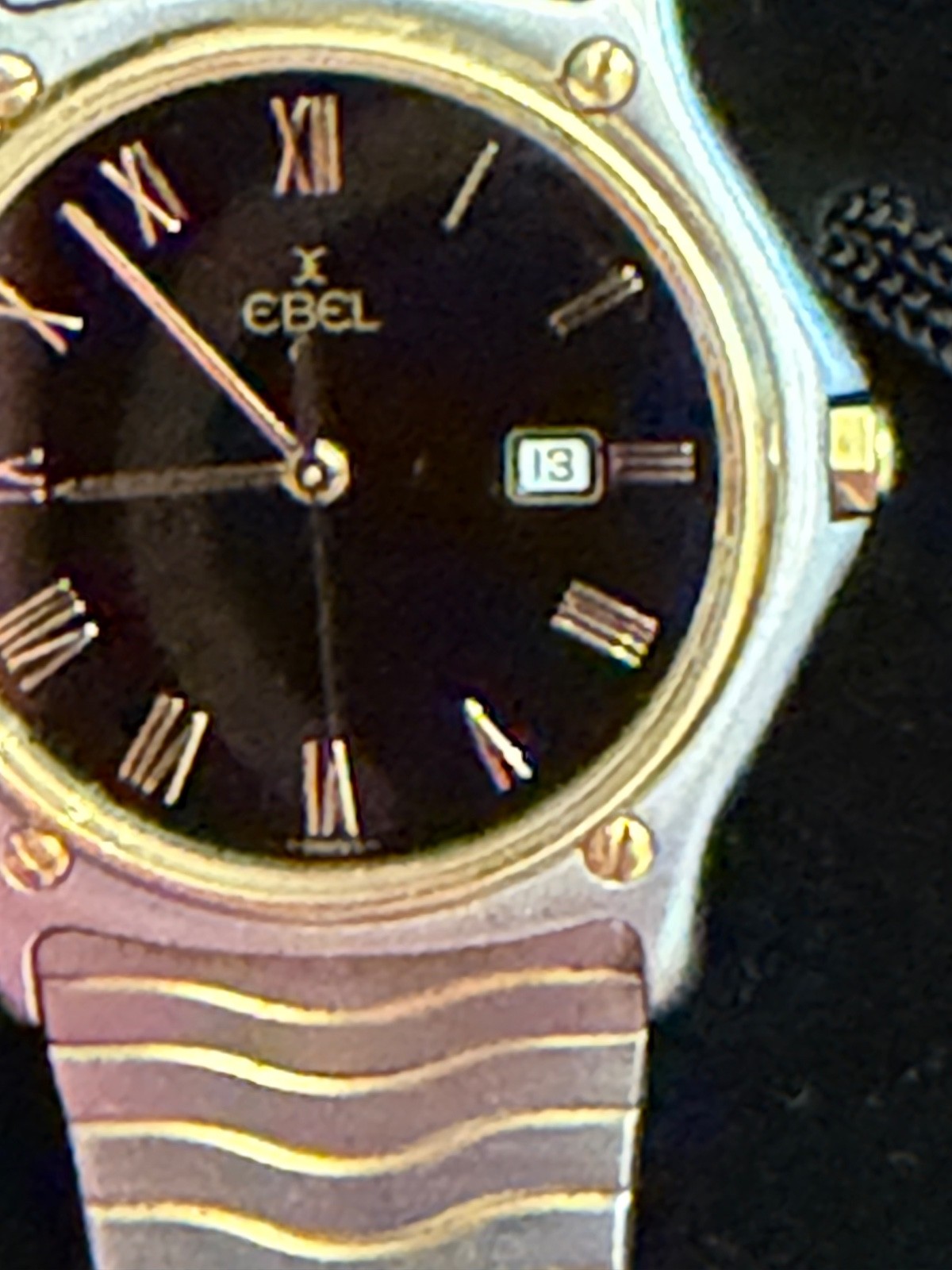 Men’s Ebel Sports Classic Wave Watch 18k/SS Black Dial preowned