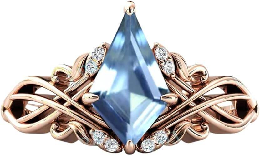 2ct Womens Engagement Ring, Kite Cut Aquamarine Gemstone Bridal Ring for Women