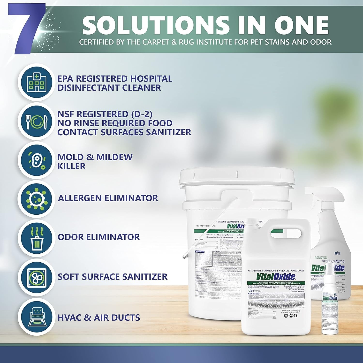 Vital Oxide Disinfectant, Deodorizer, Cleaner, 128 Fl Oz (Pack of 1)