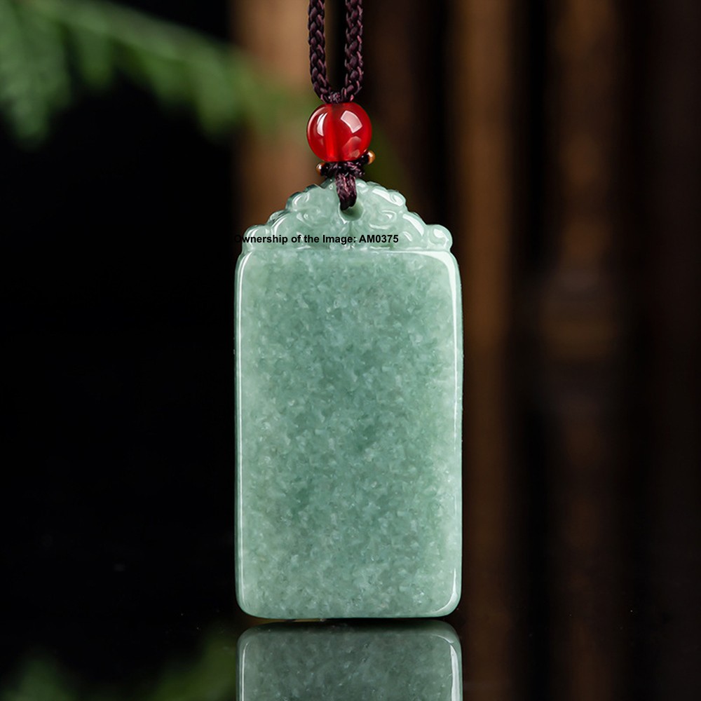 Natural Bean Green Jade Pendant Plain Lucky Grade A Jadeite Gemstone Amulet