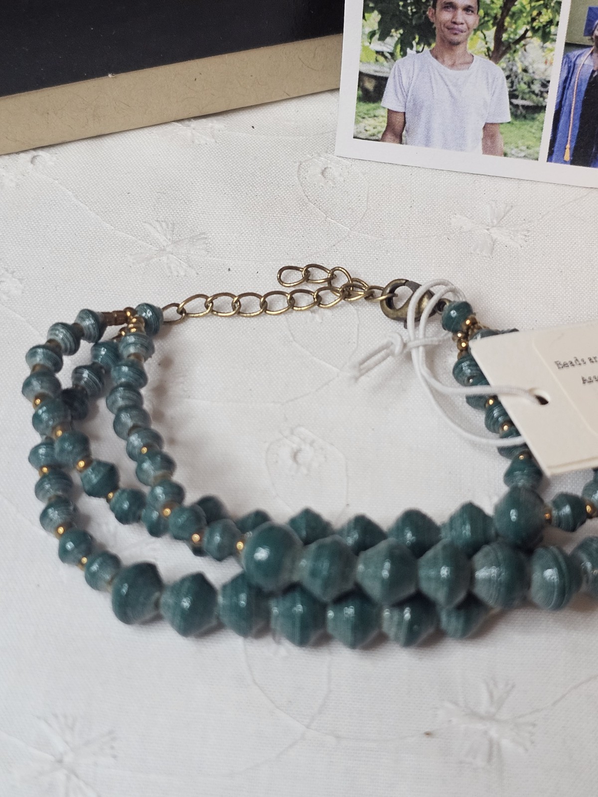 Thirty One Bits multi-strand green paper bead Bracelet Made In Uganda