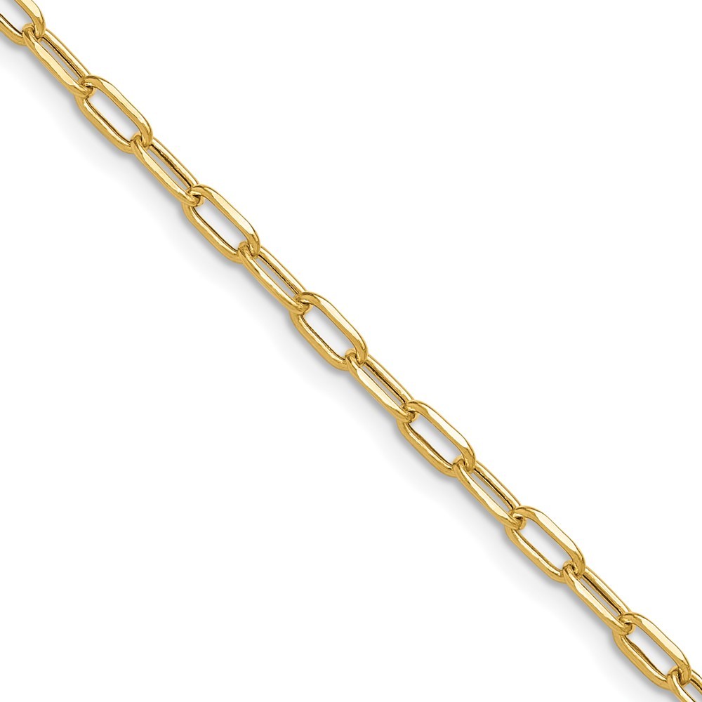 14k Yellow Gold 3.0mm Semi-Solid Diamond-cut Paperclip Chain Necklace 24″