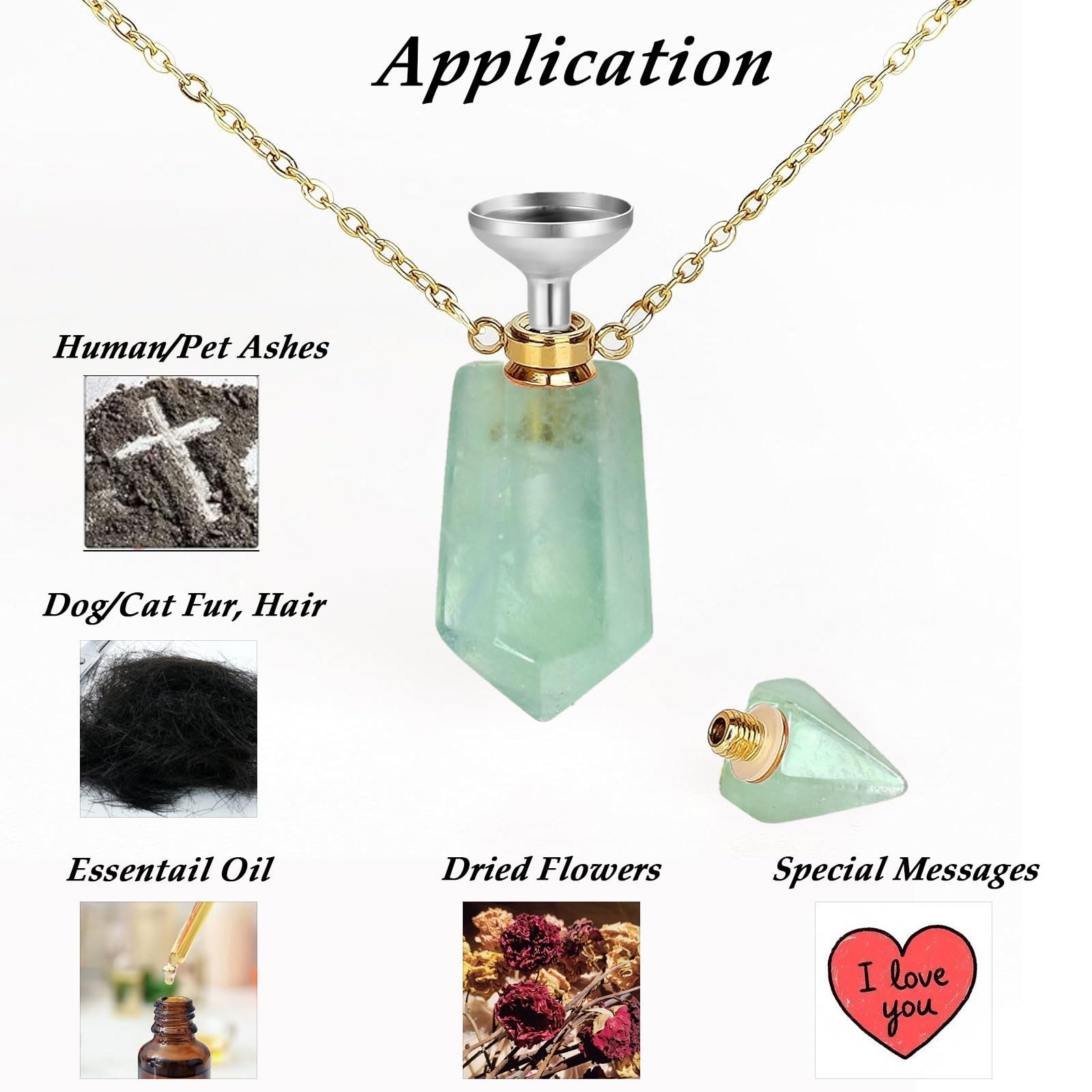 Cremation Gold Urn Necklaces for Ashes for Women Men Natural Crystal Gemstone…