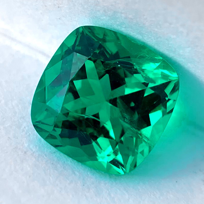 AGL Lab Grown Cushion Colombian Emerald Stone with Inclusions for Jewelry Making