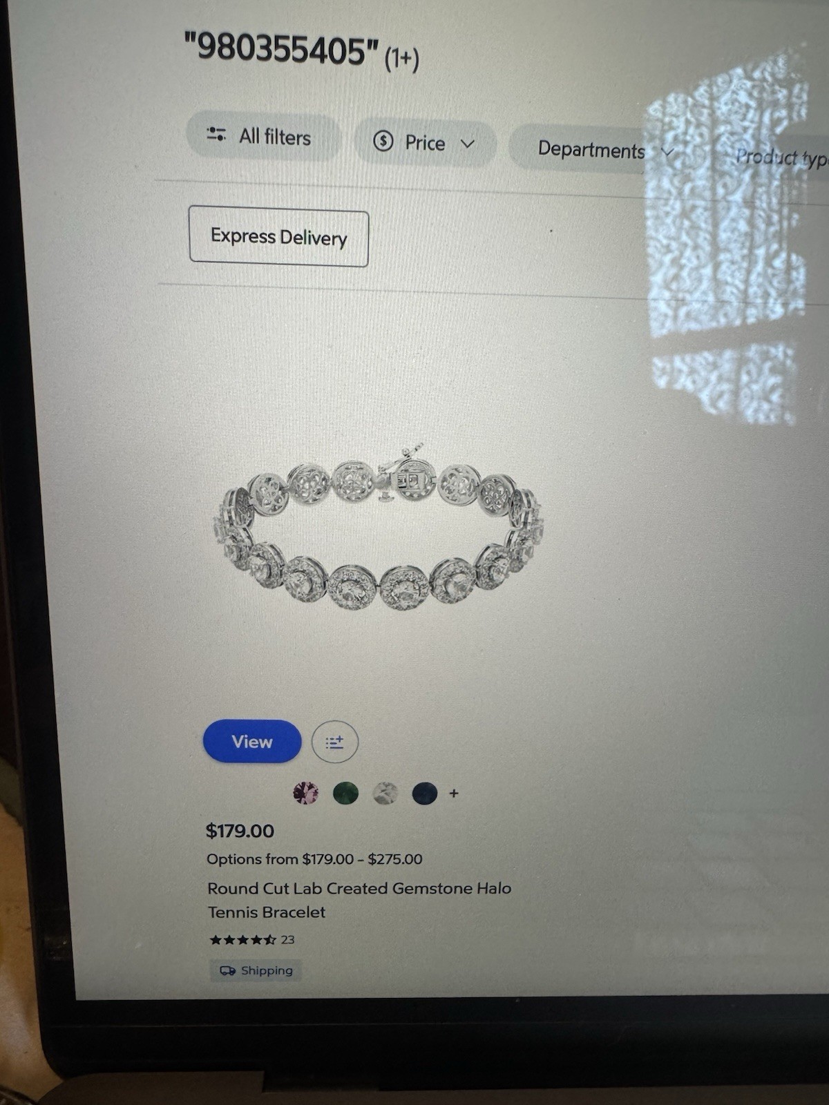 Lab-Created White Sapphire Round Cut Halo Tennis Bracelet Silver