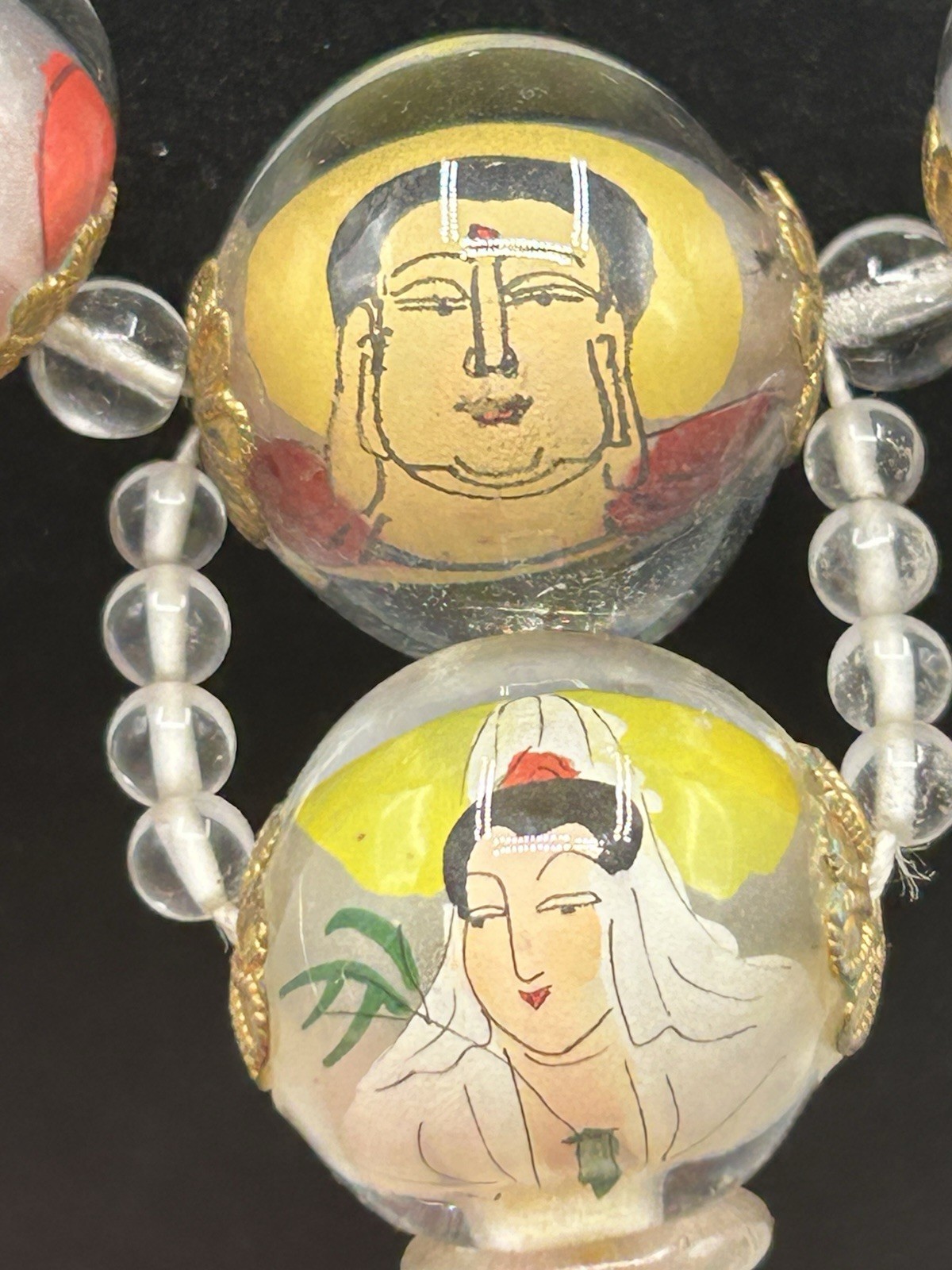 Reverse Handpainted Prayer Beads from the Early to Mid 20th Century Vintage