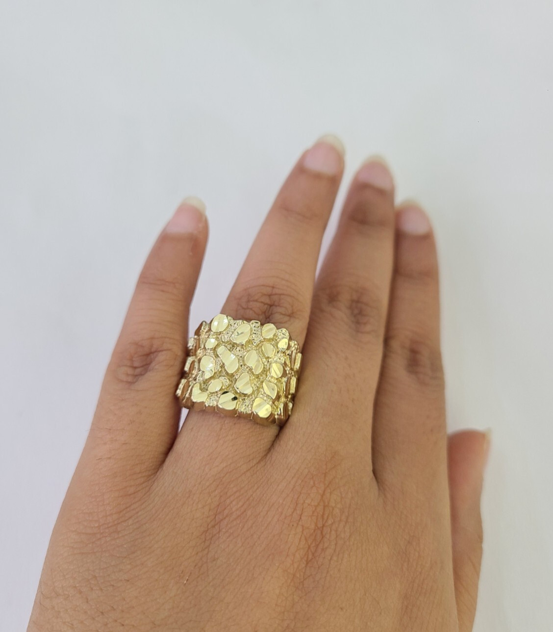 Real 10k Gold Nugget Ring Yellow Gold Men’s Casual / pinky Ring Genuine 10kt