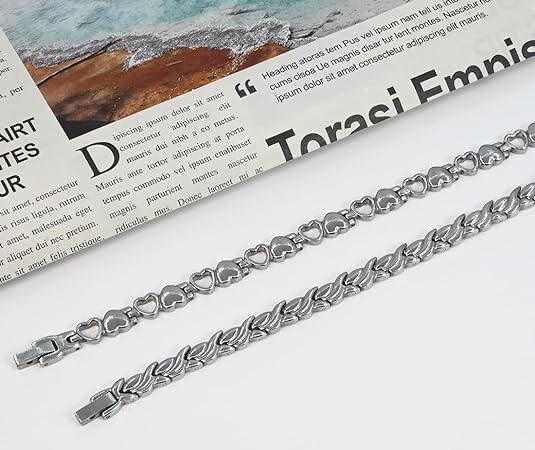 2 Piece Silver Titanium Steel Adjustable Fishtail Love Magnetic Bracelet Jewelry