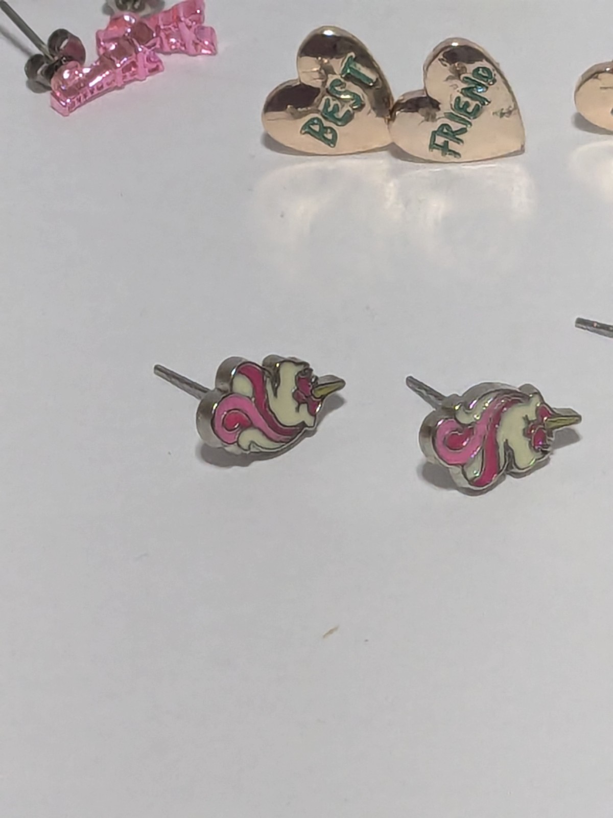 Variety Lot Of Small Stud Earrings. 18 Pairs. Little Girl Themed. Whimsical.