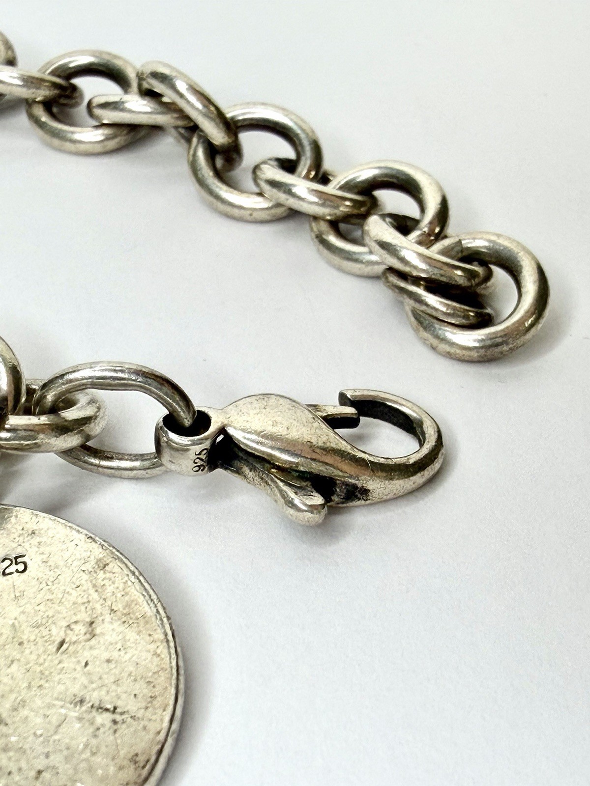 Tiffany & Co. Sterling Silver Circle Tag Chain Bracelet Personalized Monogram