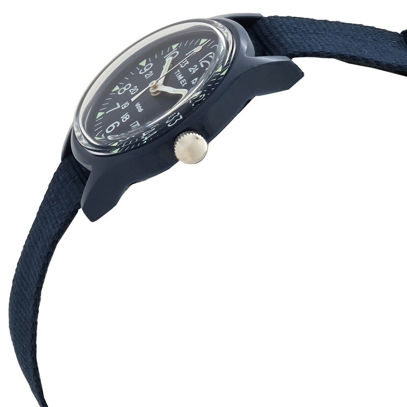 Timex MK1 Ladies’ 29mm Blue Dial 24-Hour Fabric Strap Watch TW2T33800VQ New