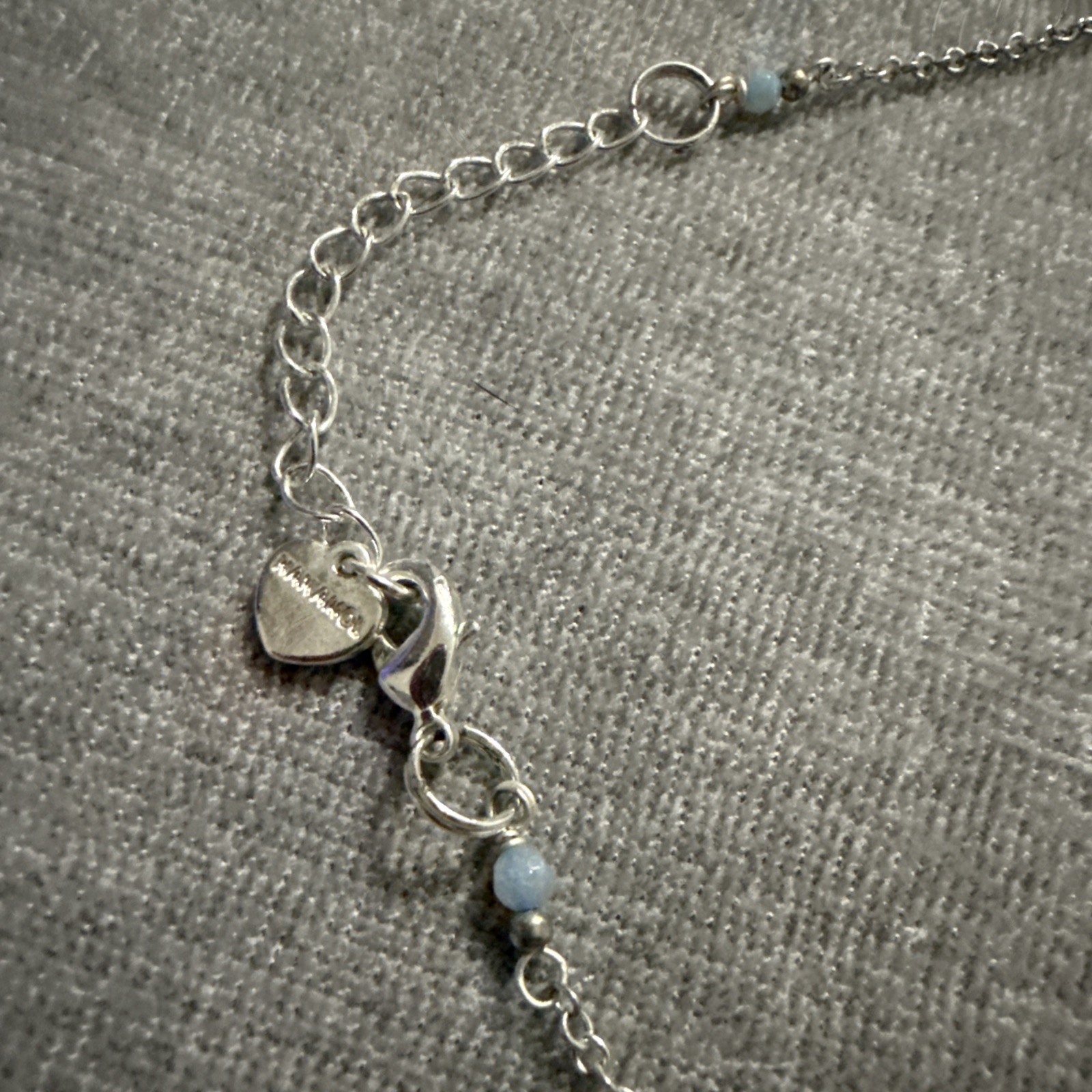 Nakamol Lariat Necklace Natural Blue Stones Bead Crystal Silver Chain Boho