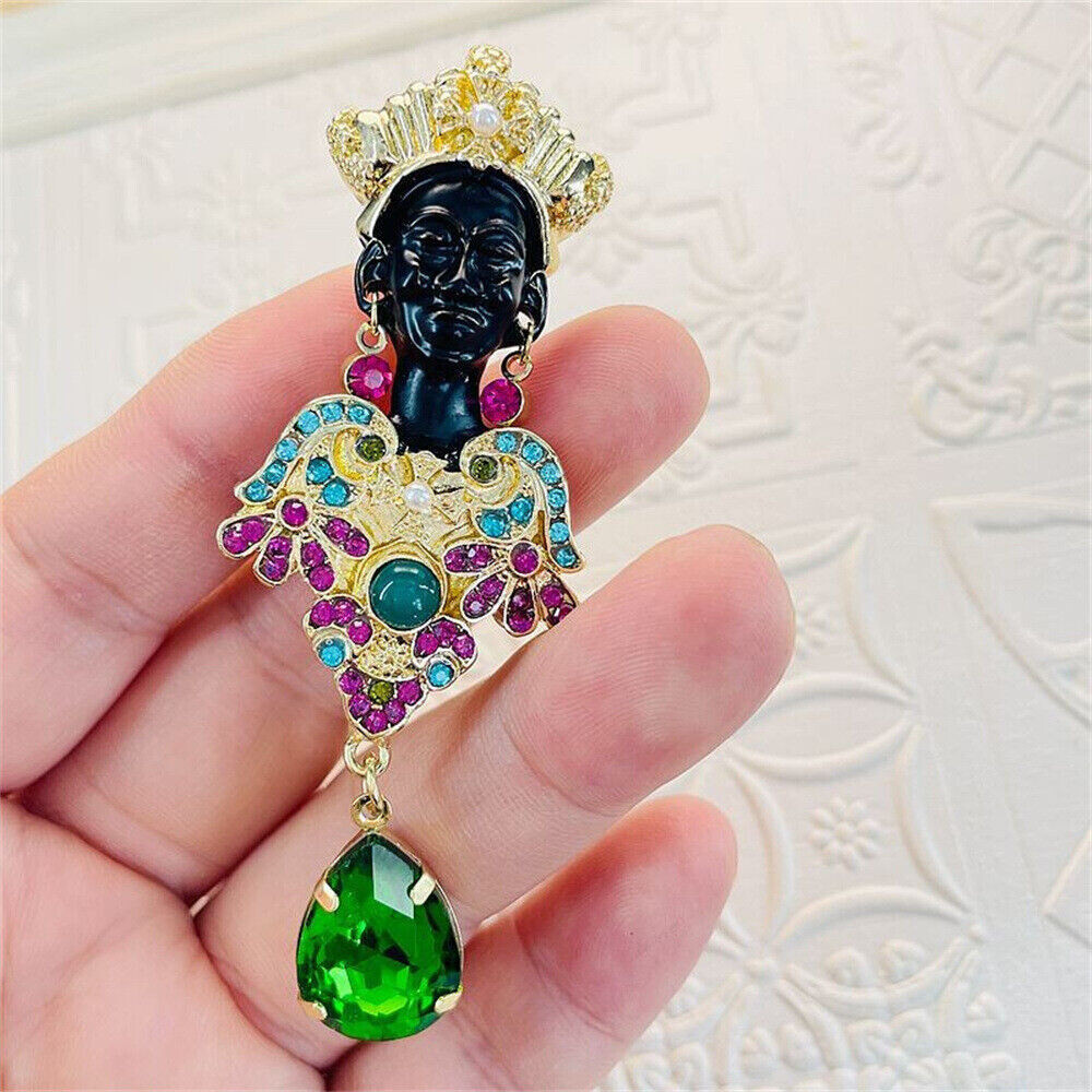 Art Deco Style Vintage Enamel Ancient Egypt Black Moors Brooch Pin