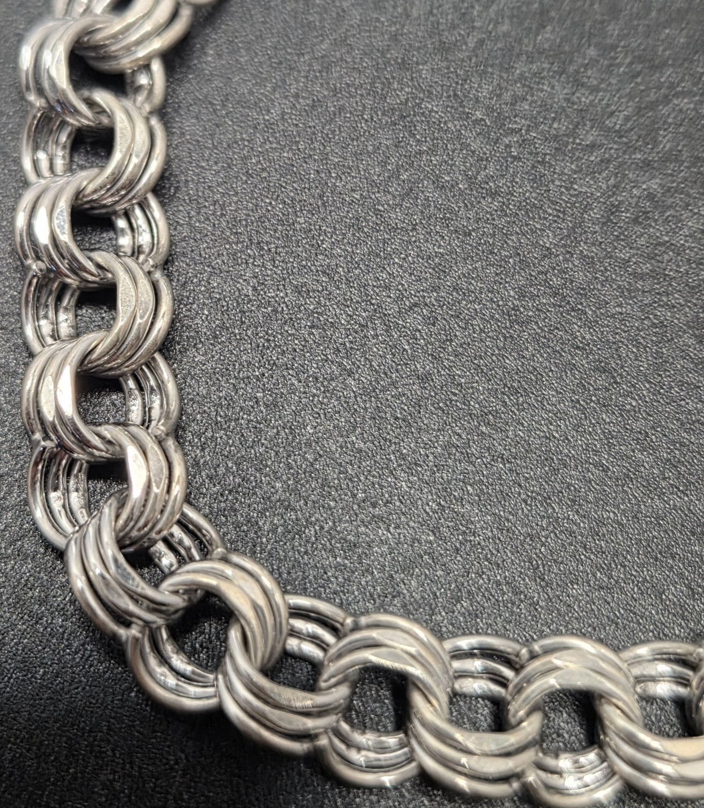 JMS 925 Sterling Silver Round Triple Circle Links 7″ Bracelet 14.4g