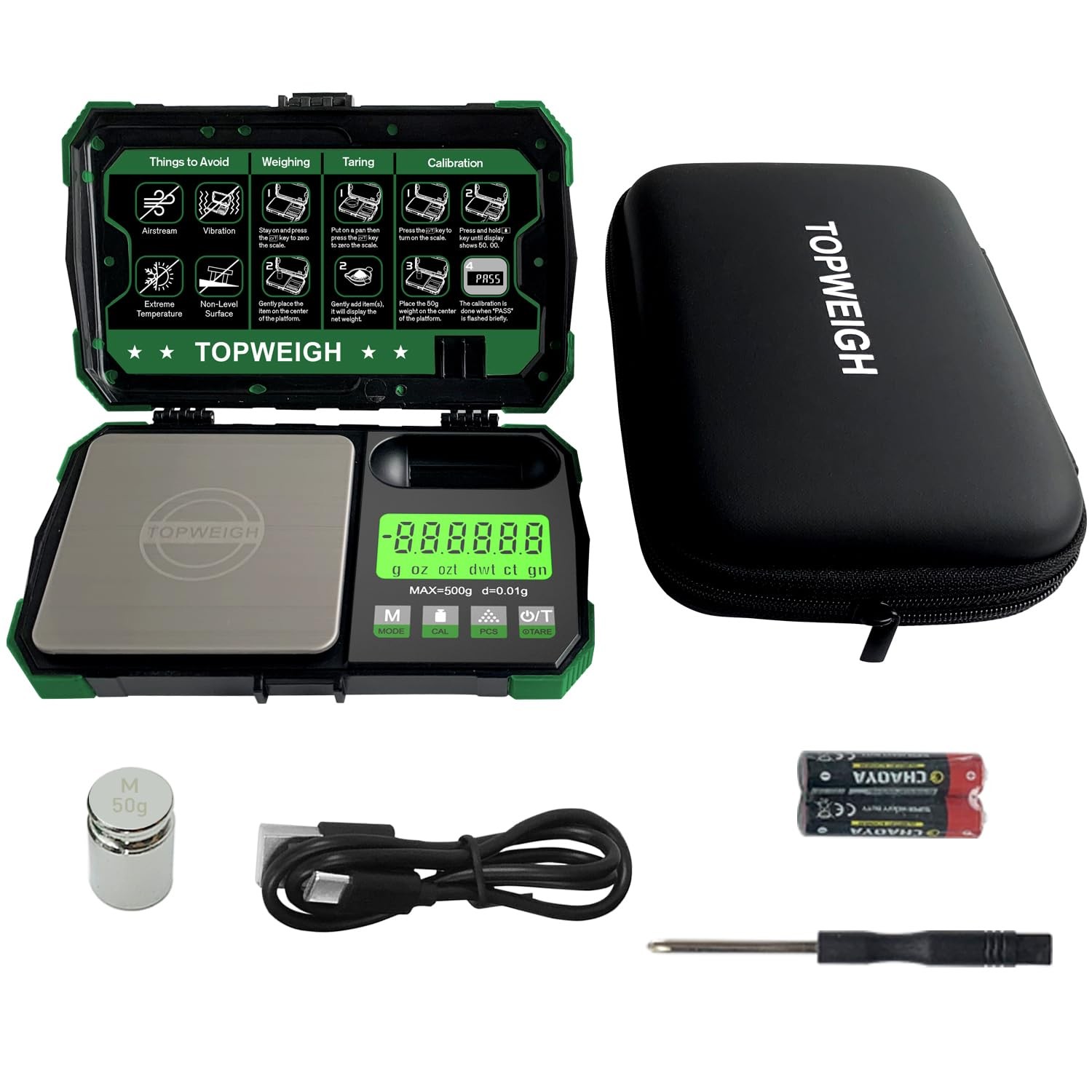 Digital Pocket Scale 500g x 0.01g Gram Jewelry Coin Scale LCD Backlit Display