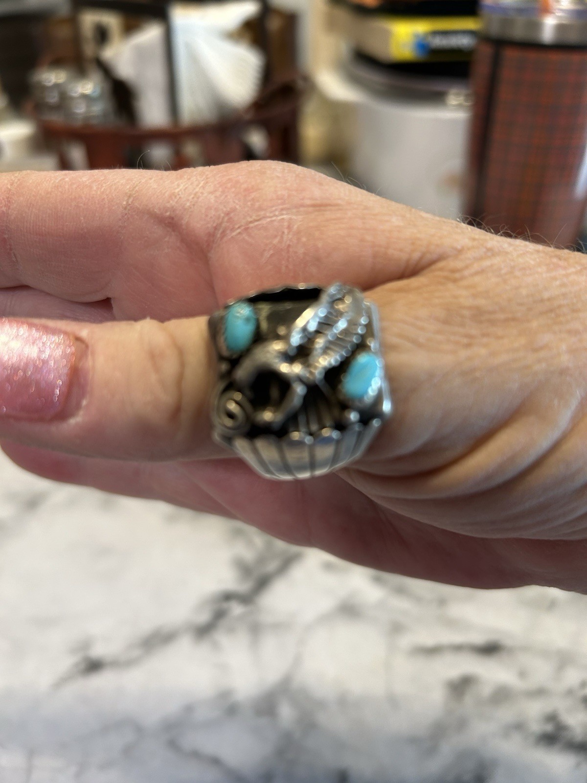 Sterling silver native american mens 10.5,ring from 1970’s