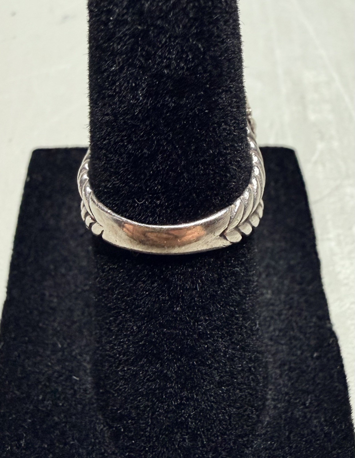 Large Vintage Sterling Silver and Black Onyx Ring, Size 4.5, 8 grams