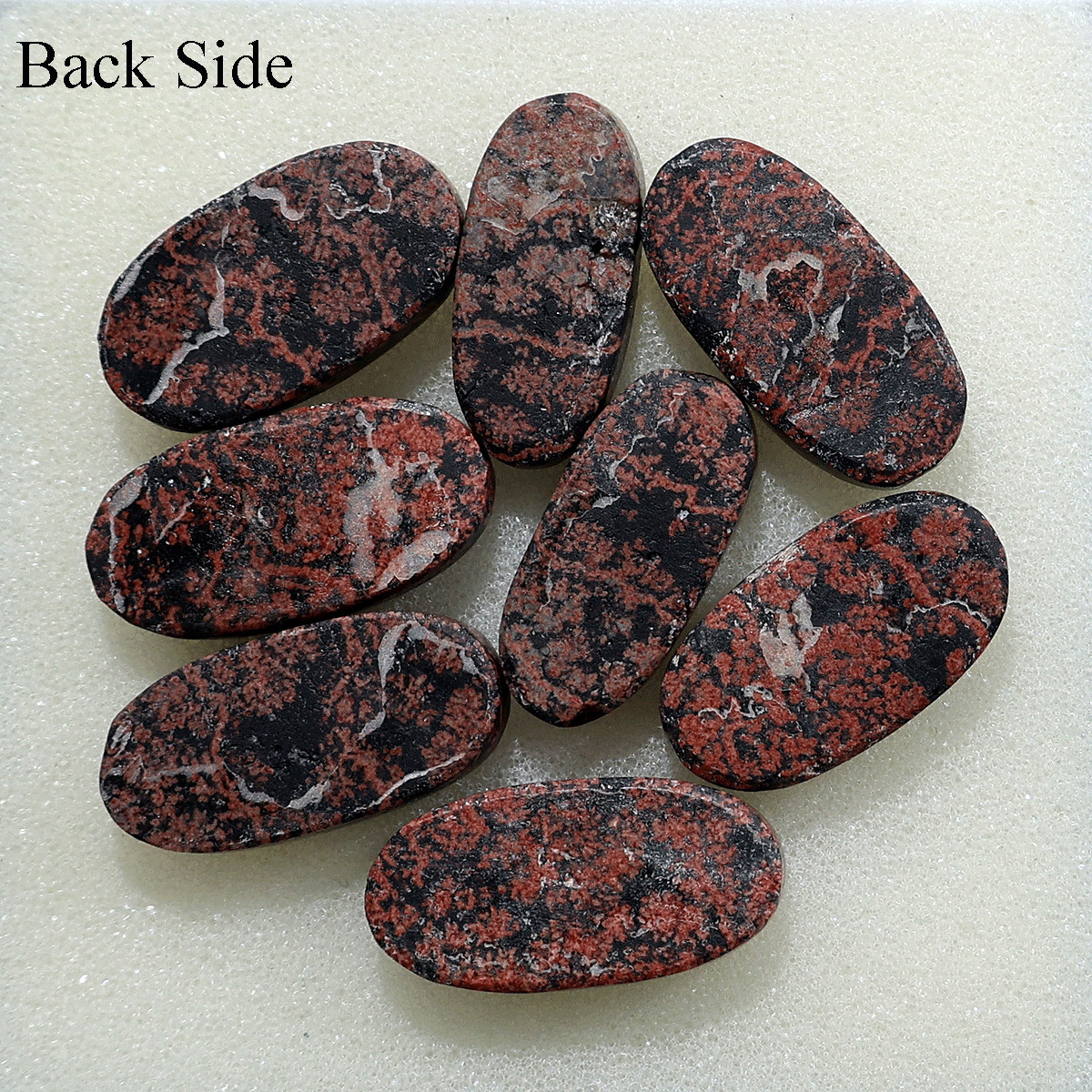 Cherry Blossoms In Lava~ 8 PC Natural Flower Obsidian 28mm-30mm Oval Cabochons