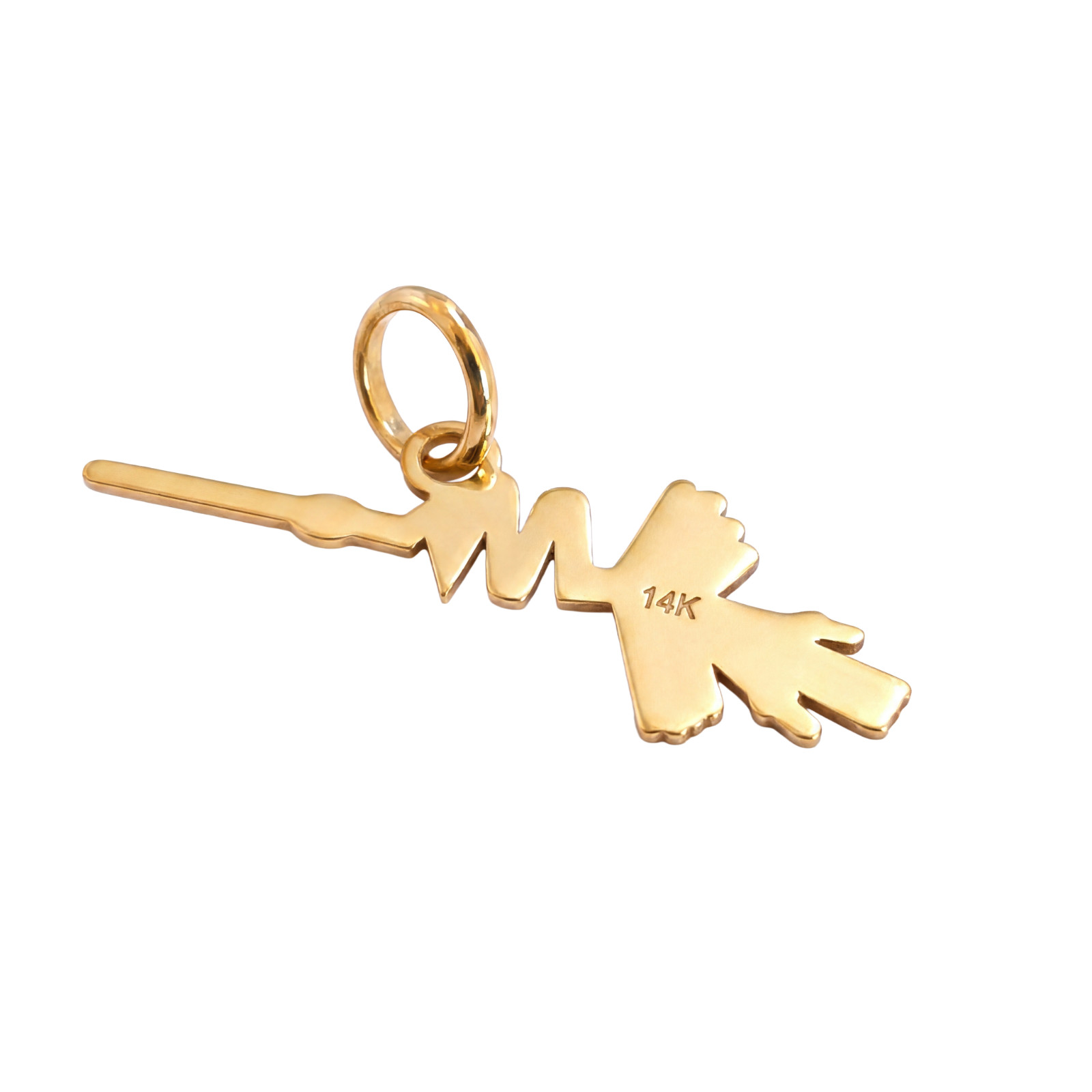 14k Solid Real Yellow Gold Nazca Desert Geoglyph Colibri Small Delicate Charm