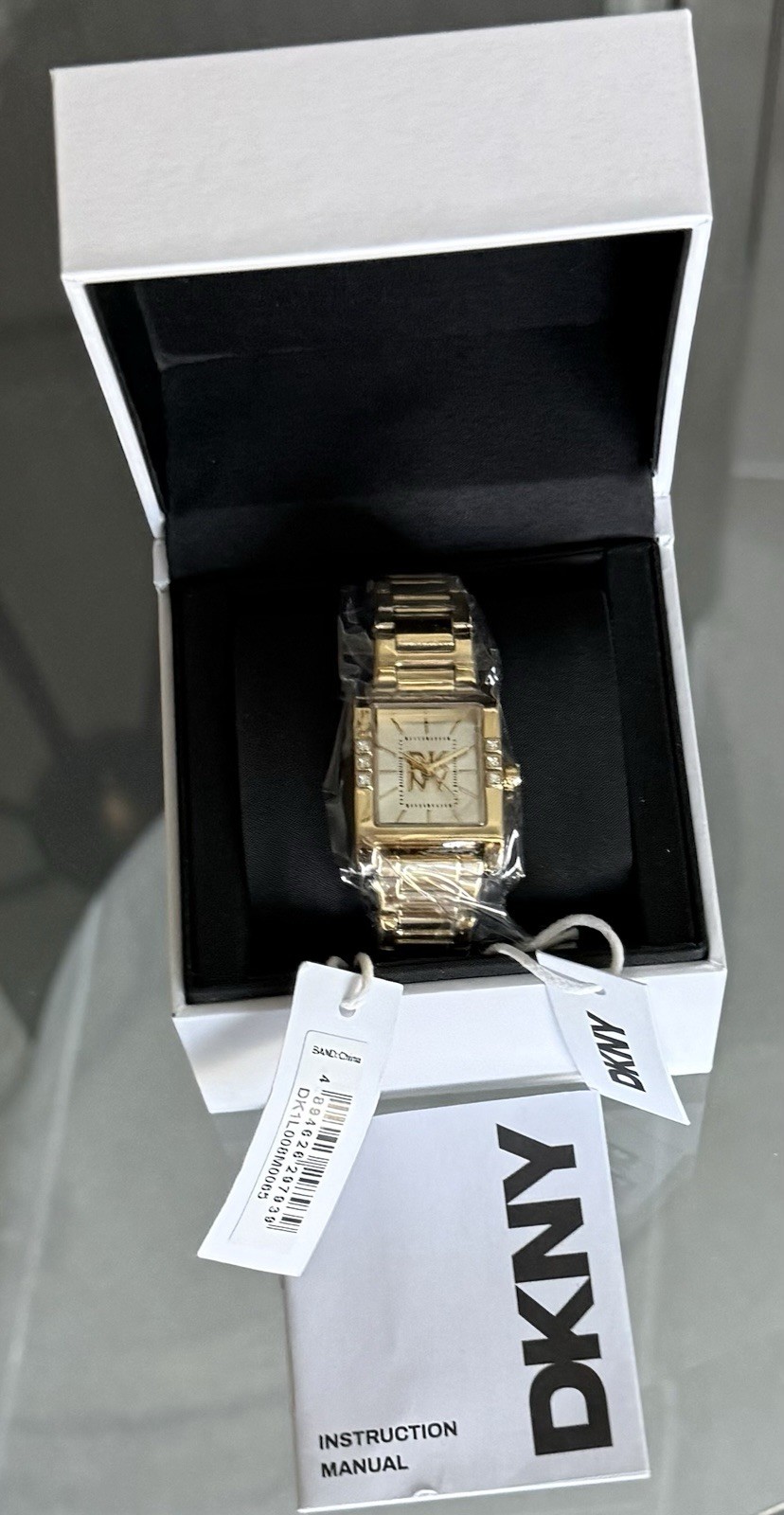 DKNY Ladies Westside Gold Tone Glitz Wrist Watch W/Box MSRP $199. NIB