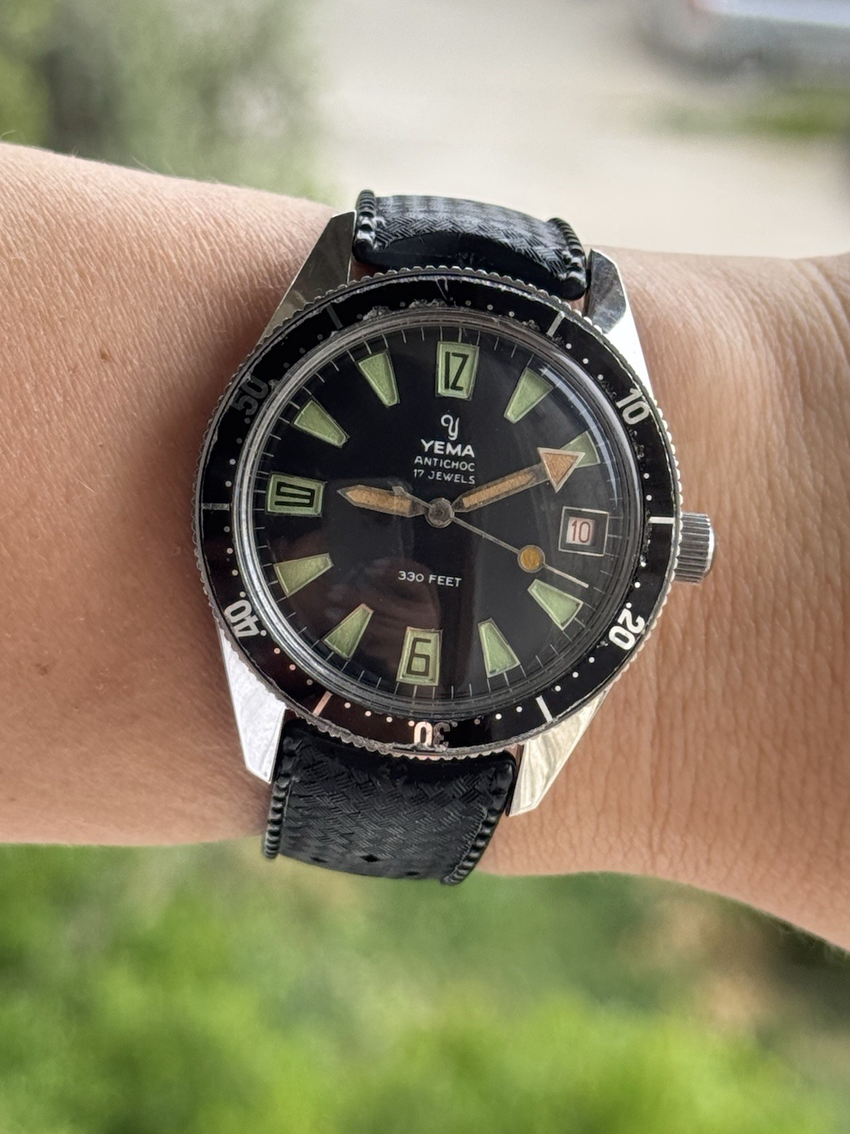 Vintage Yema Skin Diver Watch 8755 Manual Mens 38mm Swiss Made Just Serviced !