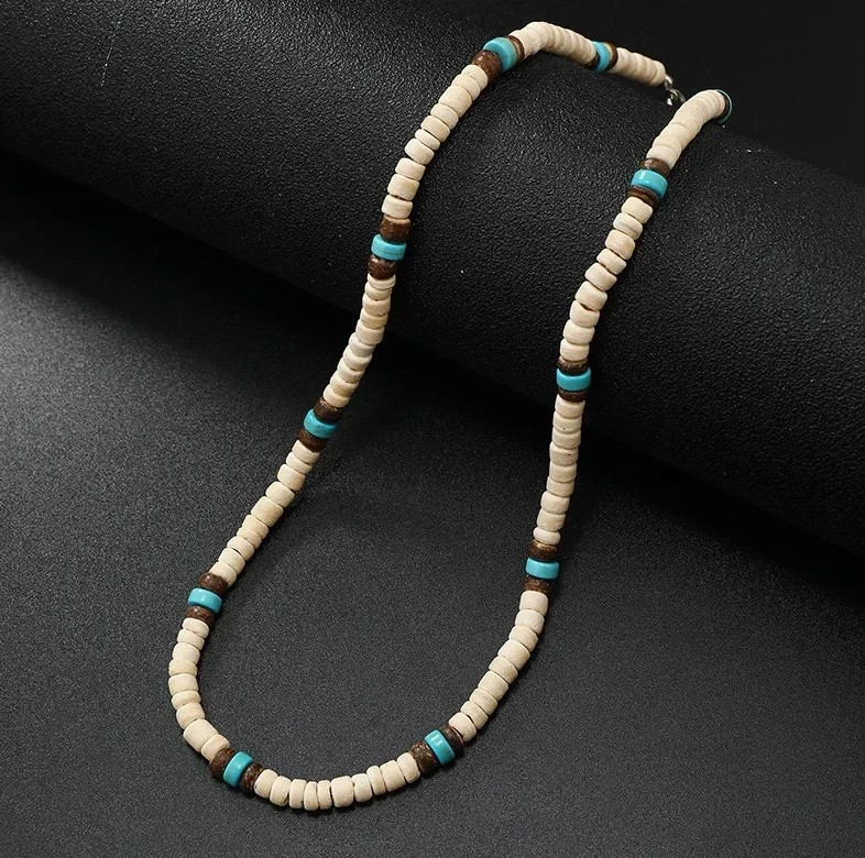 1pcs Necklace For Men New Vintage Coconut Shell Turquoise Surf Necklace