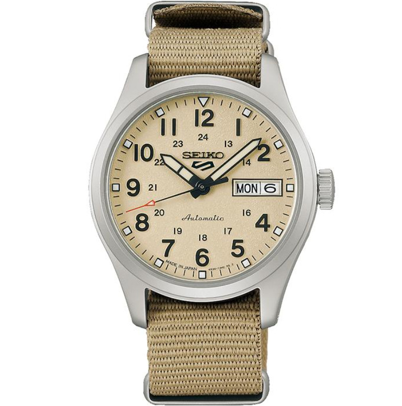 SEIKO 5 Sports Field Suits Style 36.4mm SBSA199 Automatic Watch Ivory Nylon