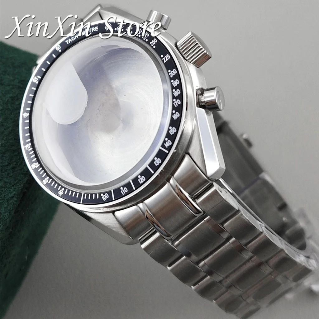 39.7mm MEN’s WATCH Case MOON Pattern Back CHRONOGRAPH For VK63A VK63 VK64 QUARTZ