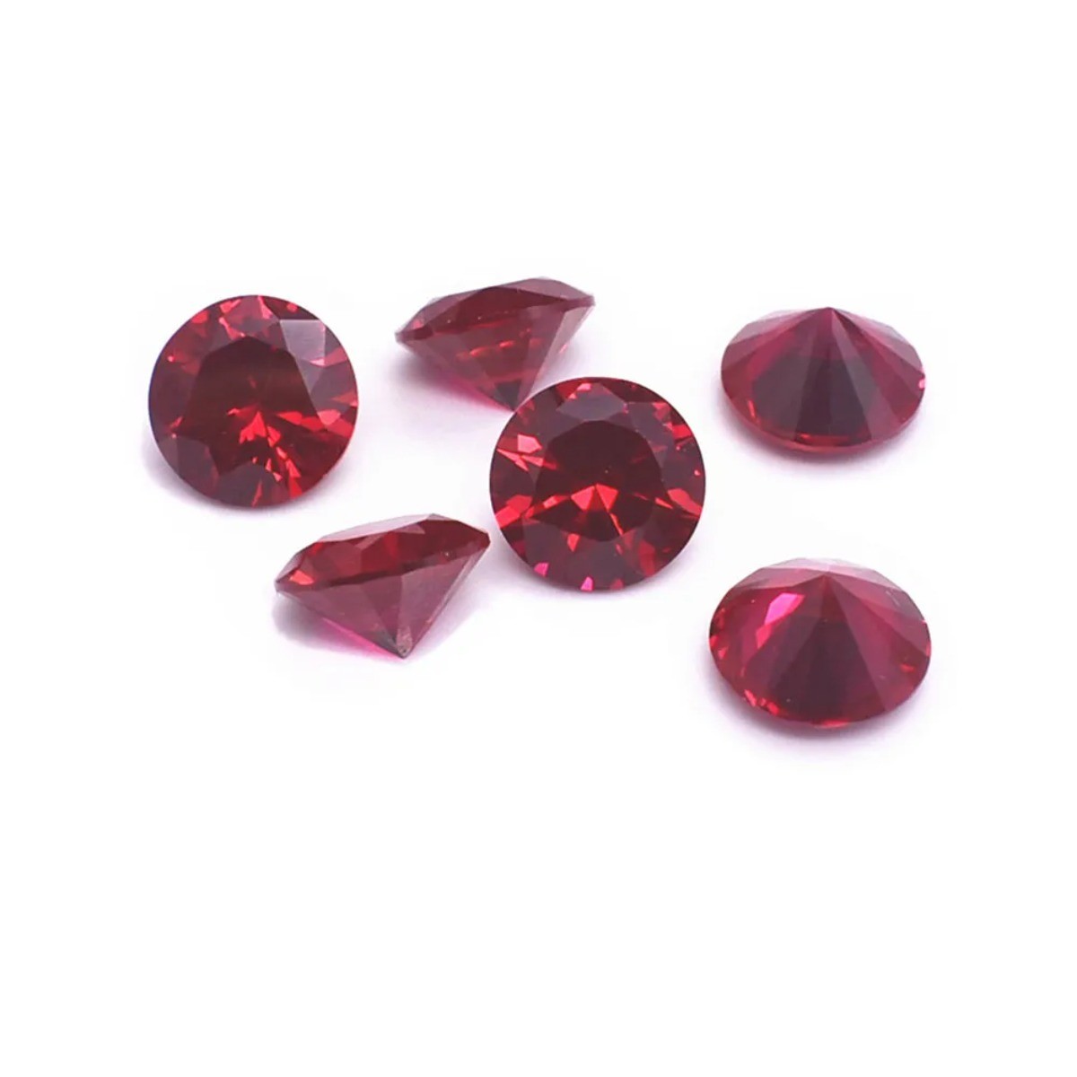 Blood-red Ruby Mohs Hardness 9 Round Faceted Gemstone Brilliant Cut Ruby Gem