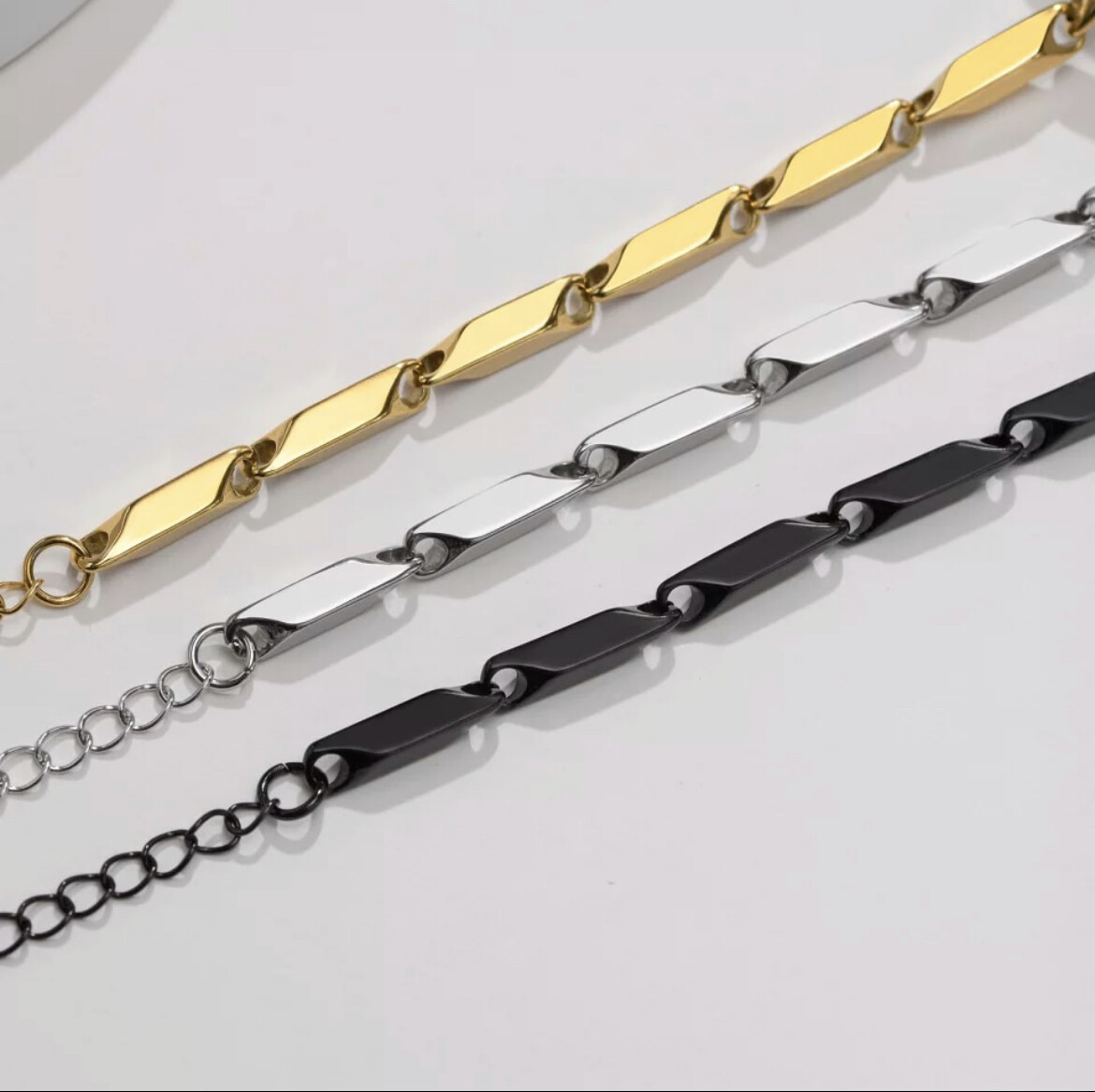 Fashion Jewelry Gold Silver Or Black Link Chain Stainless Steel Bracelet 1-73