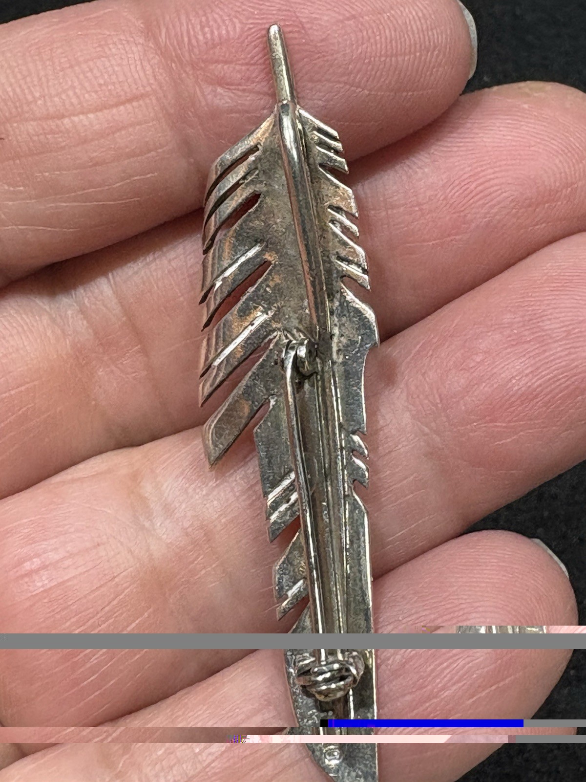 4.25g VTG Navajo Sterling Silver 925 Feather Brooch Pendant