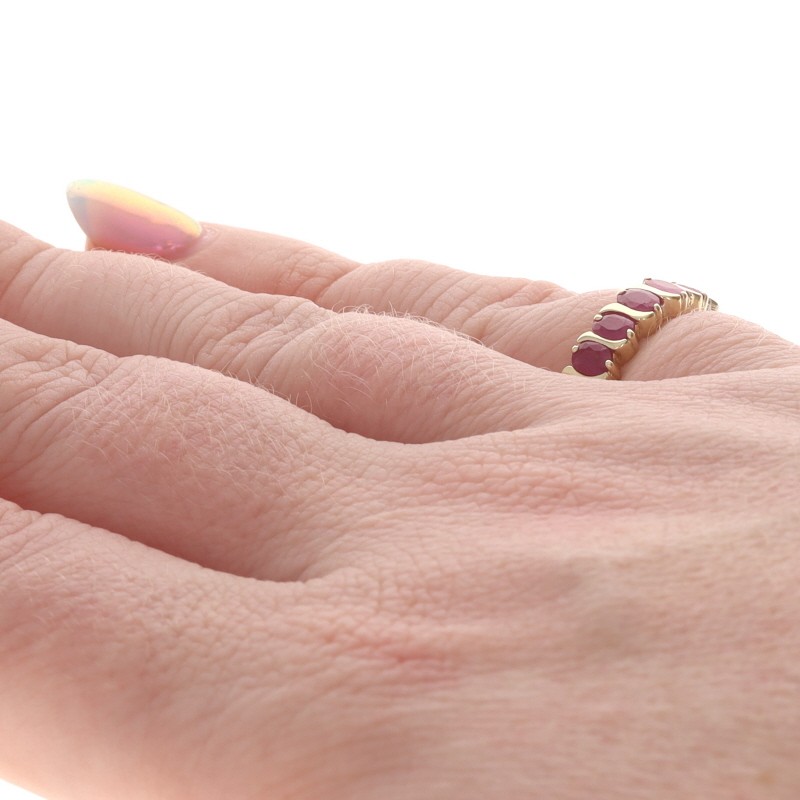 Yellow Gold Ruby Five-Stone Band – 10k Oval .79ctw Ring