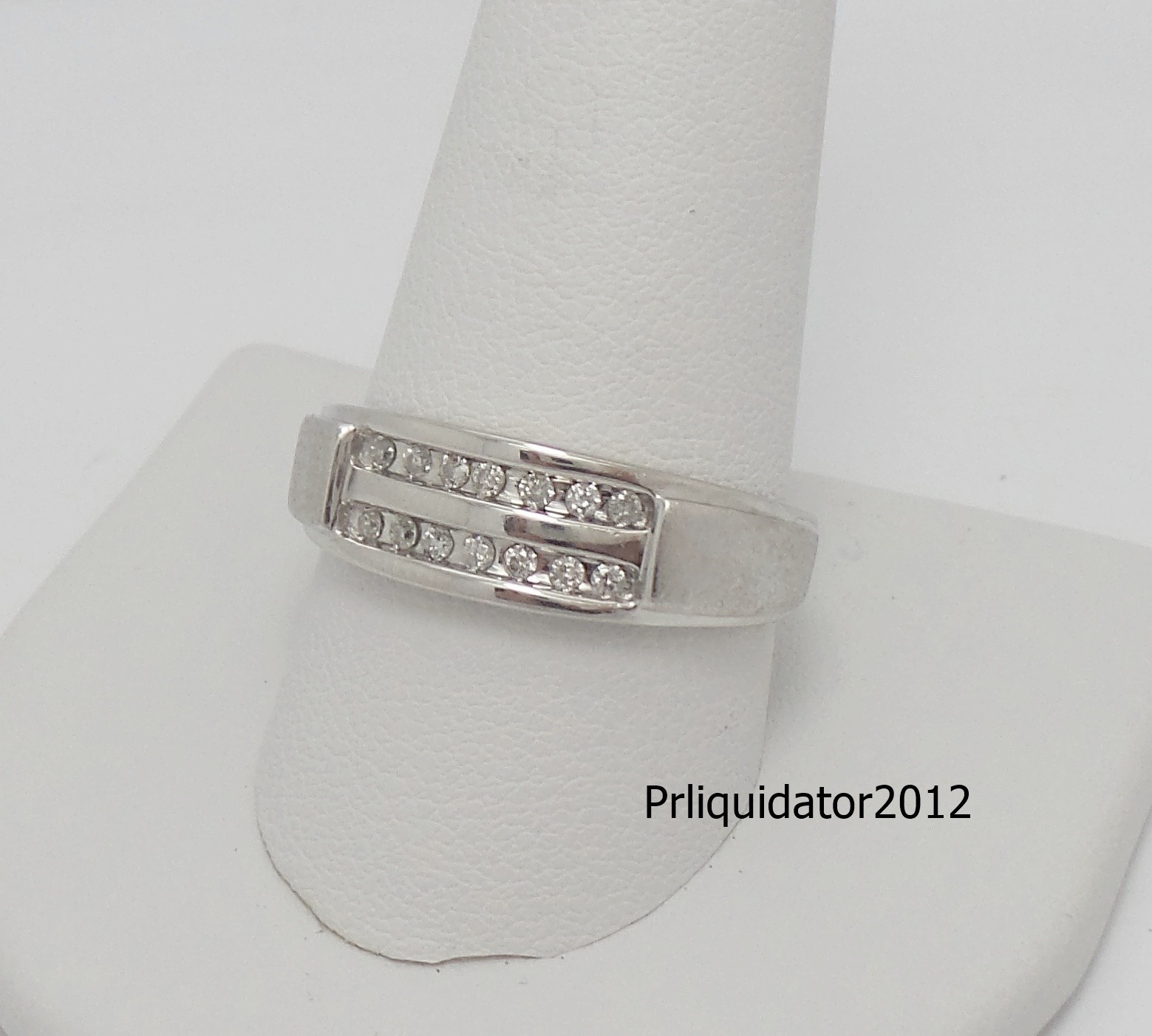 1/5CT MENS NATURAL DIAMOND WEDDING BAND BRIDAL RING 10K WHITE GOLD