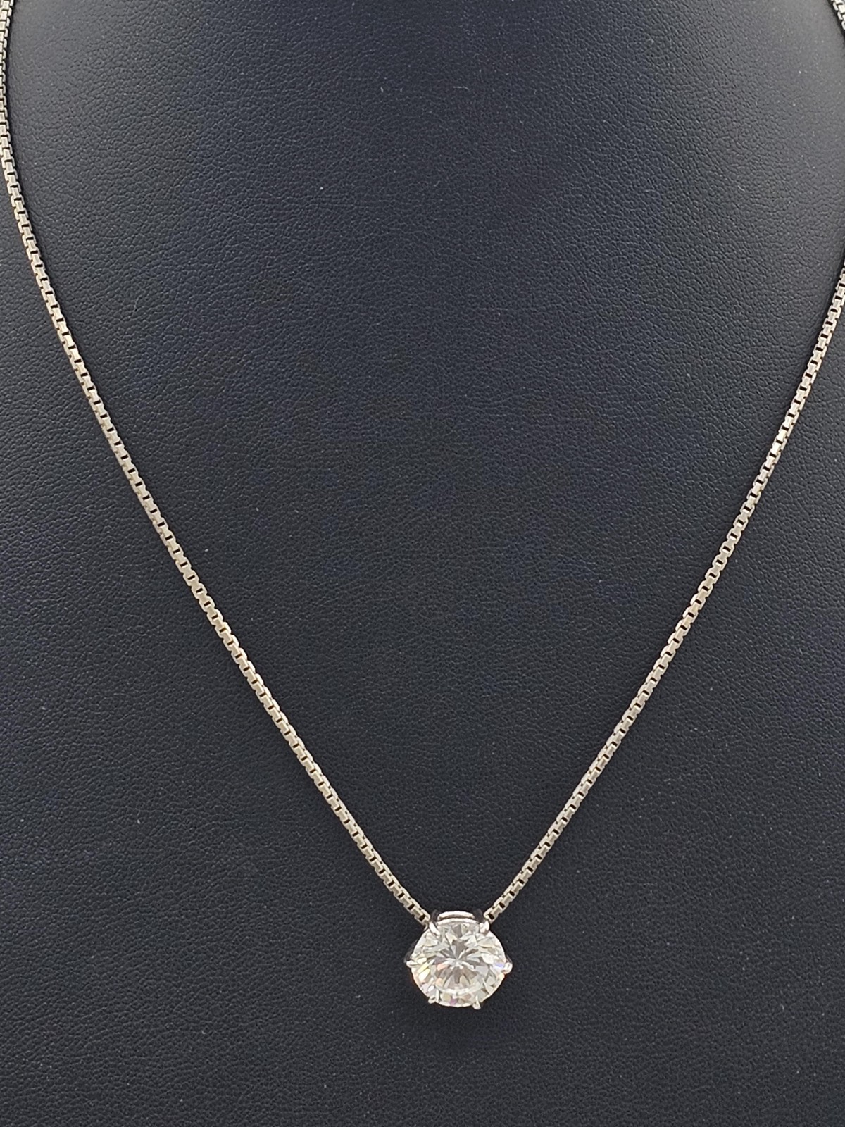 Sterling Silver 925 Round CZ Solitaire Pendant Necklace Box Chain 11mm 7.83g